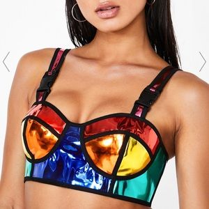 Dolls Kill ClubeExx Rainbow Runner Top XL